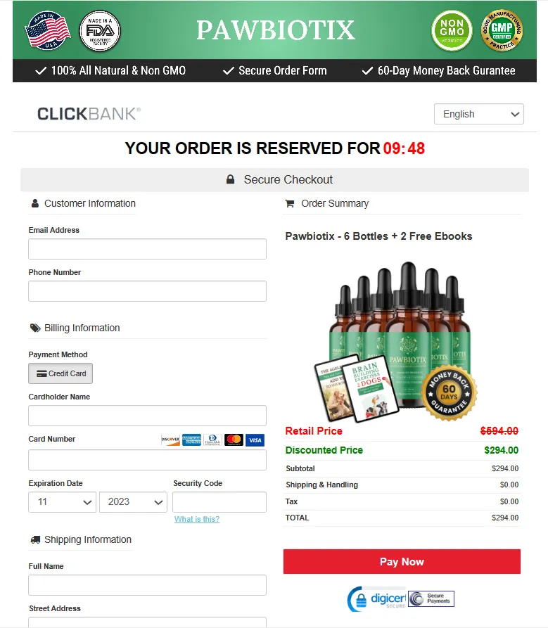 Ikaria Lean Belly Juice pawbiotix-secure-checkout-page